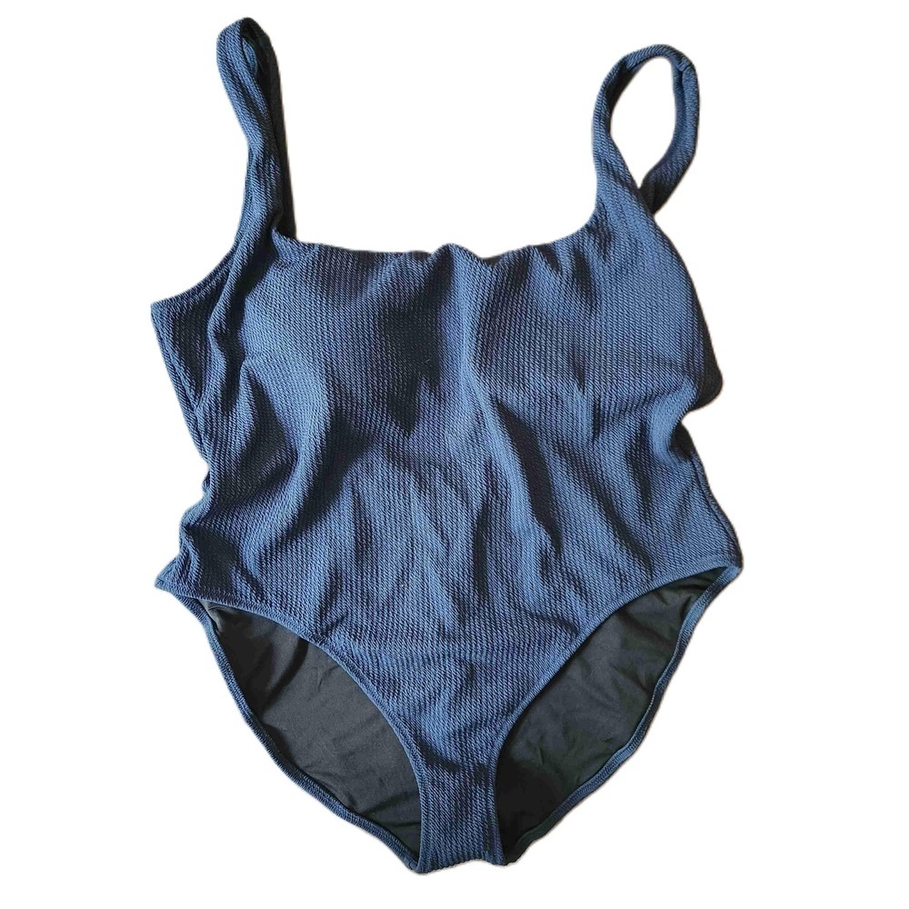 J Crew Black Ribbed Scoop Neck One Piece Swimsuit Size 22